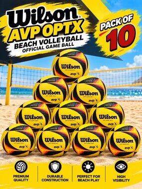 Wilson AVP OPTX Beach Volleyball Official Game Balls Size 5 Pack of 10